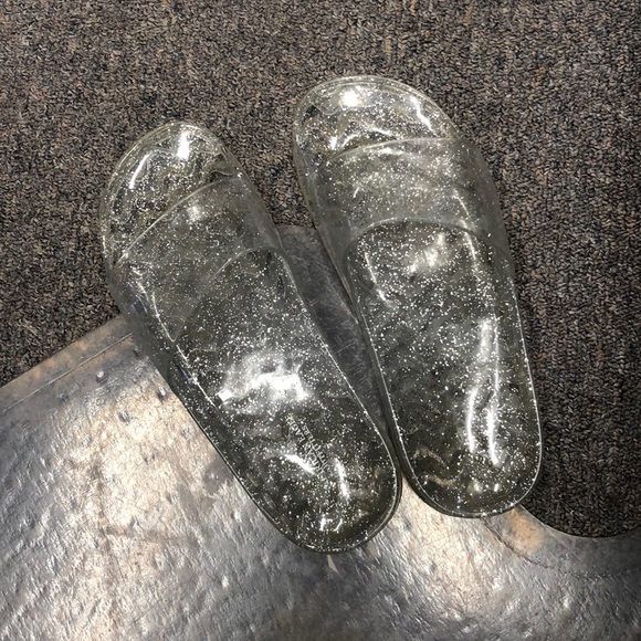 clear sparkly slides